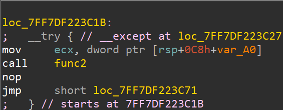 try except for func2 call