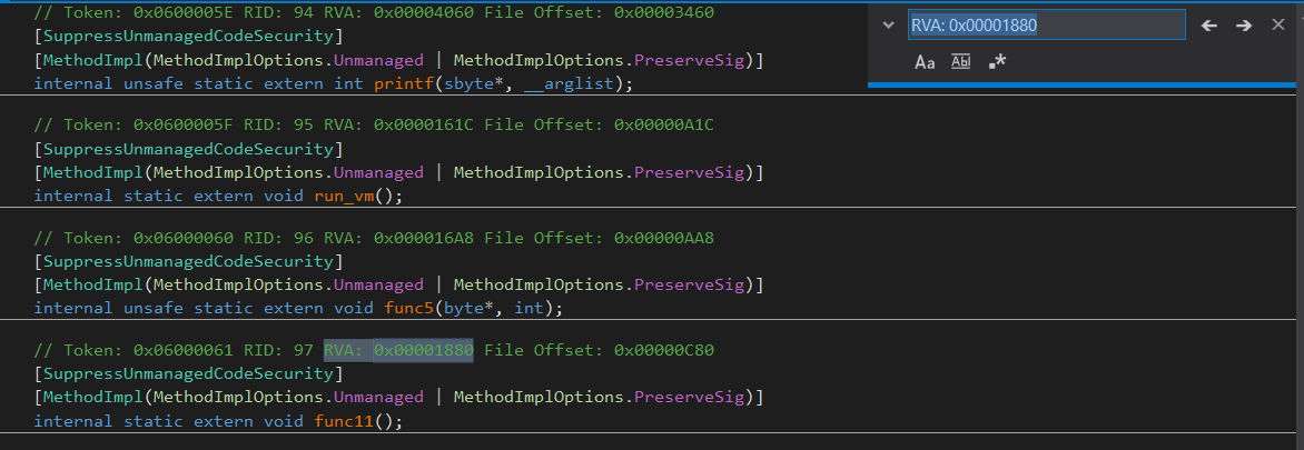 0x1880 func1() lookup in dnSpy