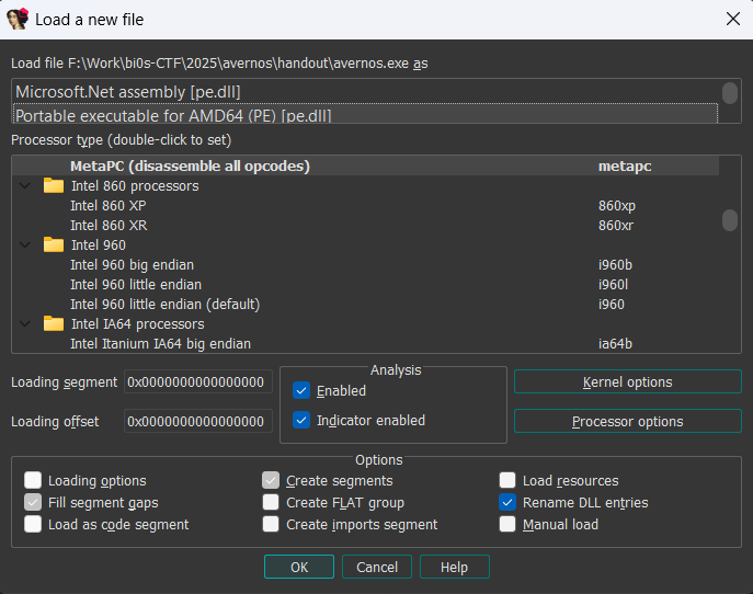 ida pick which file type